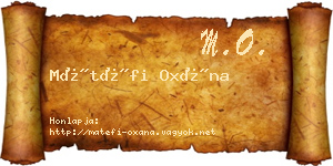 Mátéfi Oxána névjegykártya
